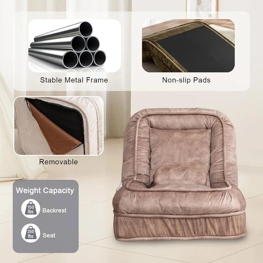 أريكة سرير قابلة للتحويل للبالغين والكلاب، مسند ظهر قابل للتعديل بـ 5 أوضاع، سرير أرضي منجد مع راحة كسولة #6