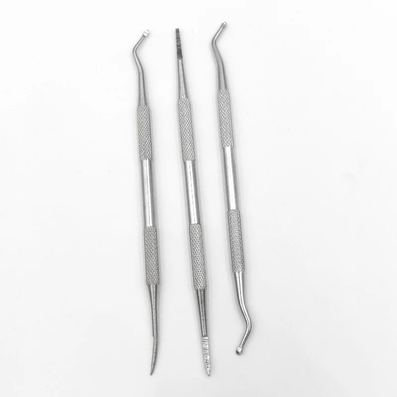 3Pcs Nail Art Dual End Stainless Steel Dirt Remove Cleaning Stick Nail Toenail Ingrown Correction File Manicure Pedicure Tool