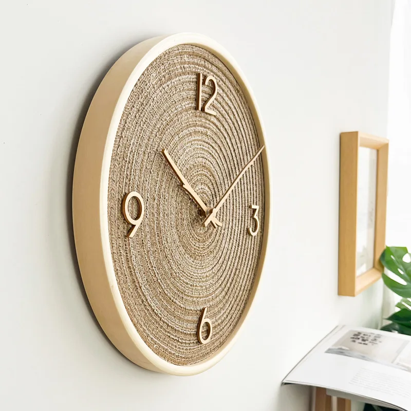 Simple Nordic Wall Clock Creativity Solid Wood Wall Clocks Living Room Digital Decoration Clock Room Design Elegant Timepiece