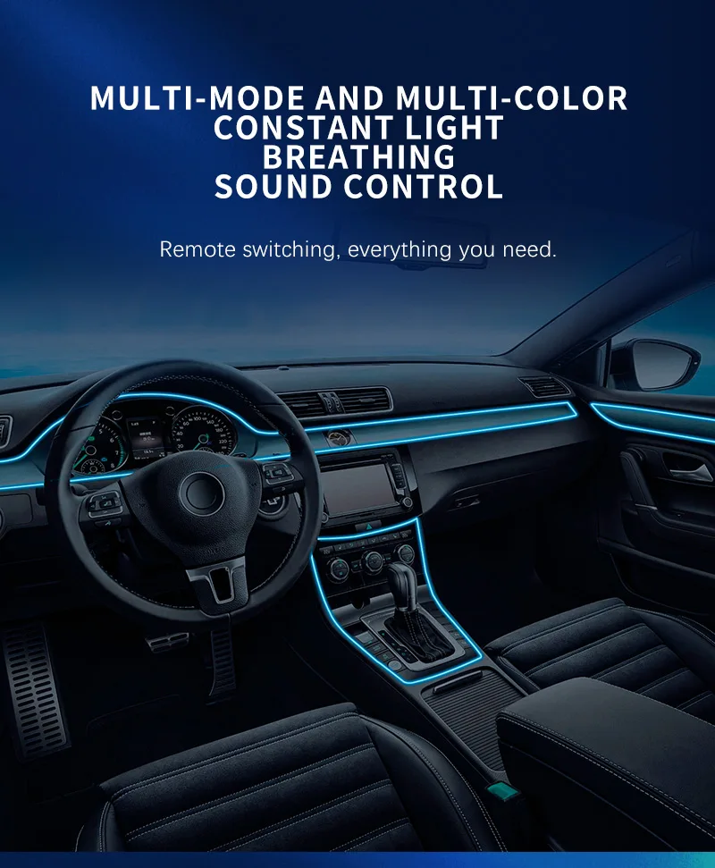 3M Auto-Innenraum-Ambiente-LED-Lichtleiste Unsichtbare USB-flexible Neon-Innenbeleuchtung RGB APP für Autodekorationsbeleuchtung – Detail 12