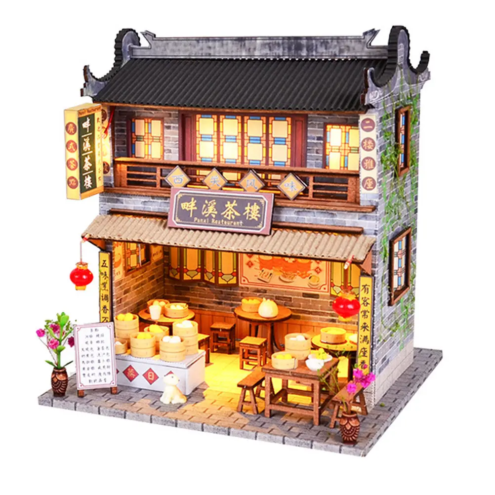 

1 шт. Набор для сборки в китайском стиле: домик ручной росписи, настольное украшение, изысканное изделие для декора дома, сада, бара