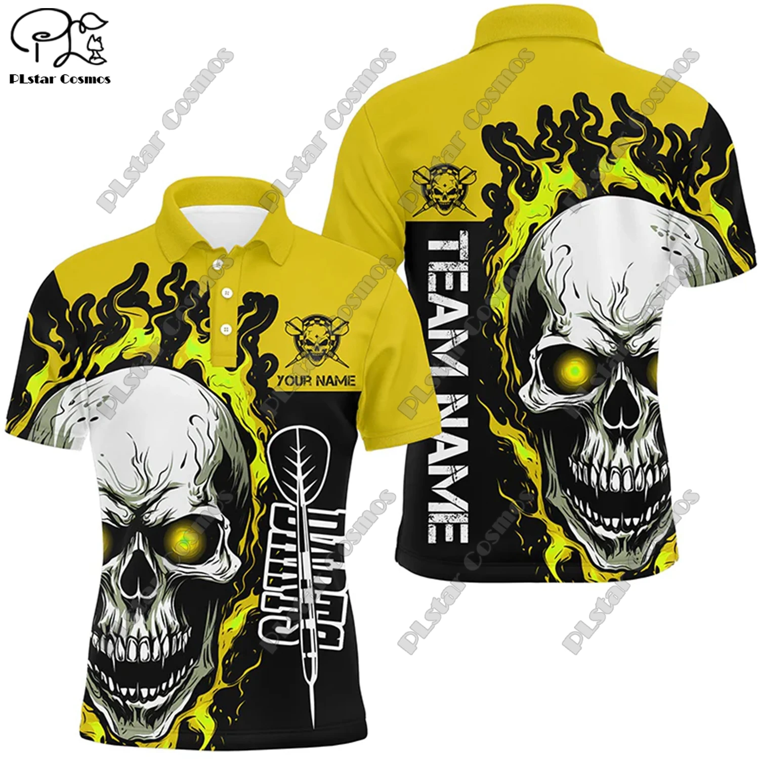 New custom personalized 3D printing  flame pattern darts POLO shirt T-shirt universal leisure team throwing sports series D-11