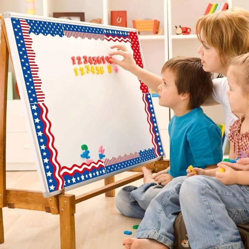 Indépendance Day Border Trim Sticker Wall Sticker 4,59ftx65mm Whiteboard Border Border Sticker for Chalkboard Classroom W8EC
