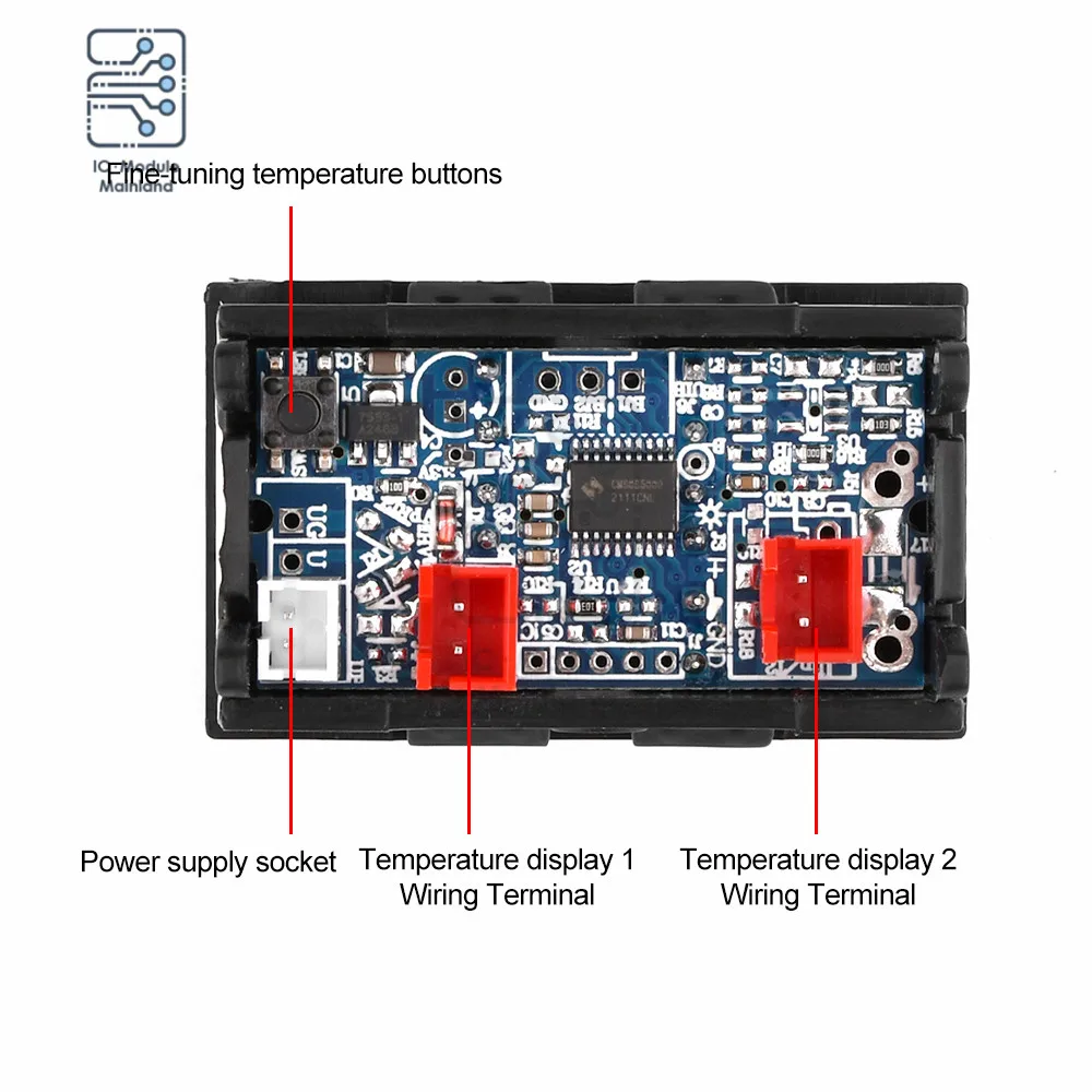 H28TT DC4-28V LED 3-Digit Dual Display Digital Thermometer Onboard with NTC 10K Metal Waterproof Probe Temperature Sensor