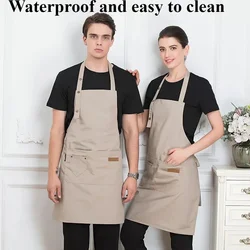 New Fashion Kitchen Aprons for Woman Men Chef Work Apron for Grill Restaurant Bar Shop Cafes Beauty Nails Studios Uniform