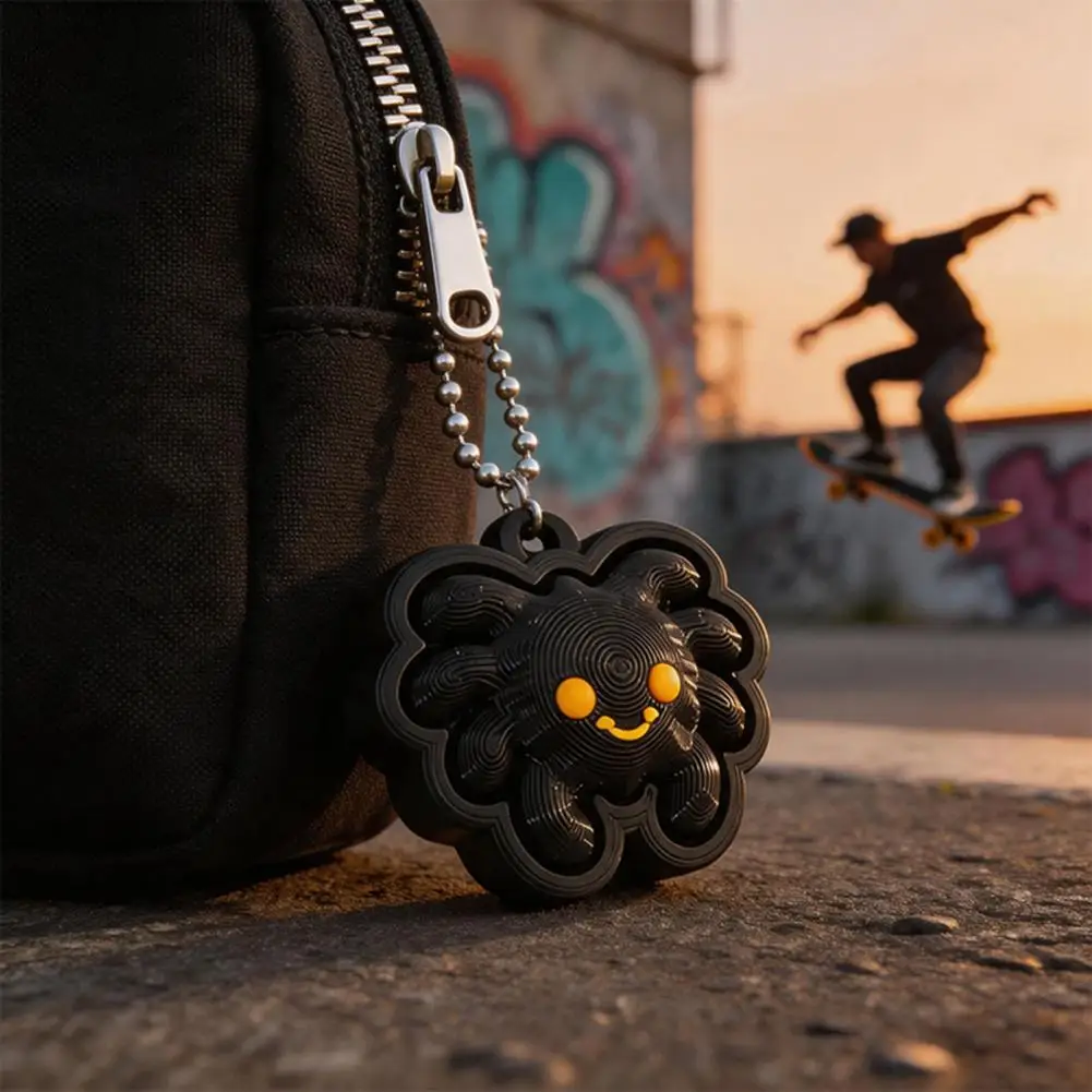 Decompression Toys 3d Printed Cat Spider Clicker Fidget Toy Keychain Portable Stress Relief Tool Silent Gadget for Adults Teens