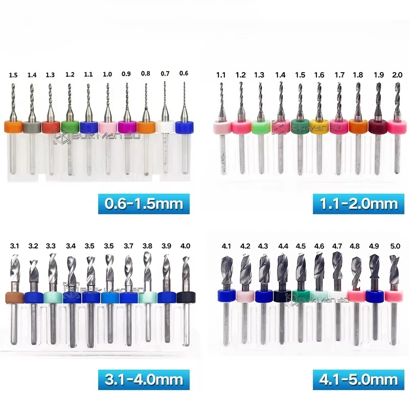 10pcs/Set 0.6-5.0mm High Precision PCB Drill Bit CNC End Mill Tool Mini Cutter for CNC Wood Metal Engraver