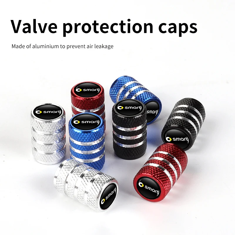 4pcs Car Wheel Tire Valve Protection Cap Dustproof Accessories For Smart Fortwo Forfour 451 453 450 452 454 Roadster Coupe