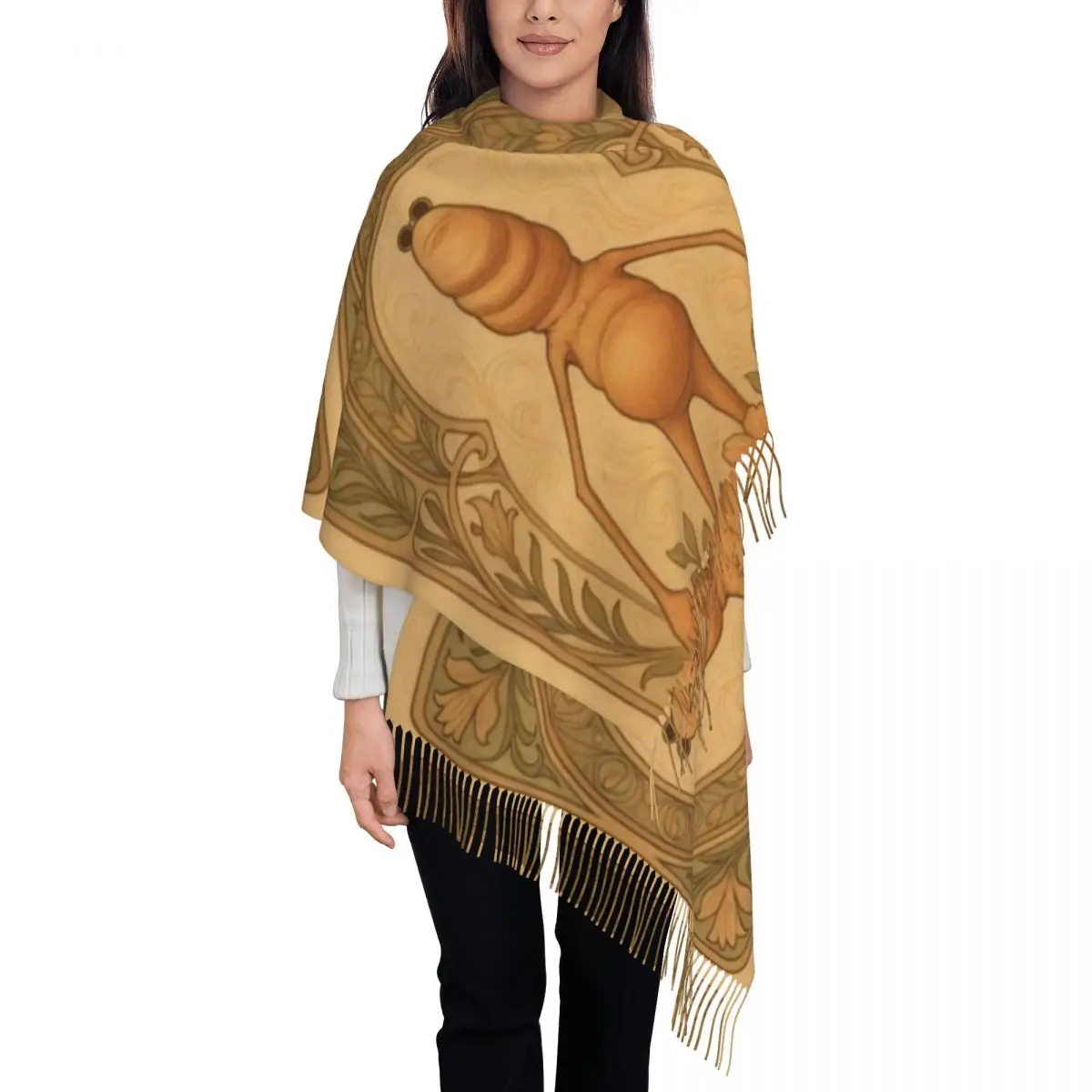 

Marcus The Worm Meme Shawl Wraps for Ladies Winter Warm Long Soft Scarf Robert Help Me Pashmina Tassel Scarves