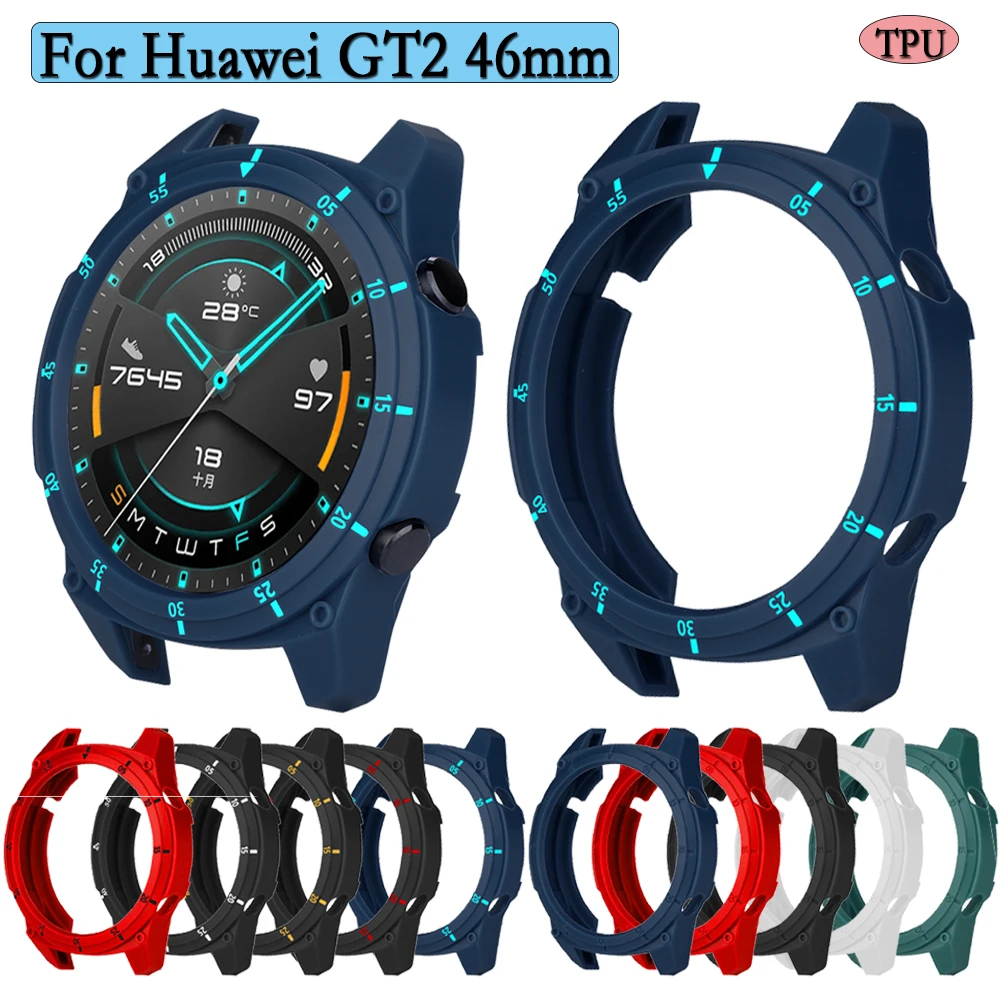 TPU Protective Case For Huawei Watch GT2 46mm Smart Watch Protector With Watch Scale Durable Watch Accessories