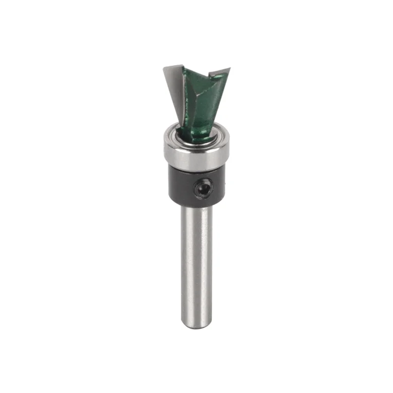 Haste Dovetail Bit com Router de rolamento inferior, Carbide Cutter, Fresas para madeira Face Mill, 6mm, 6.35mm, 8mm