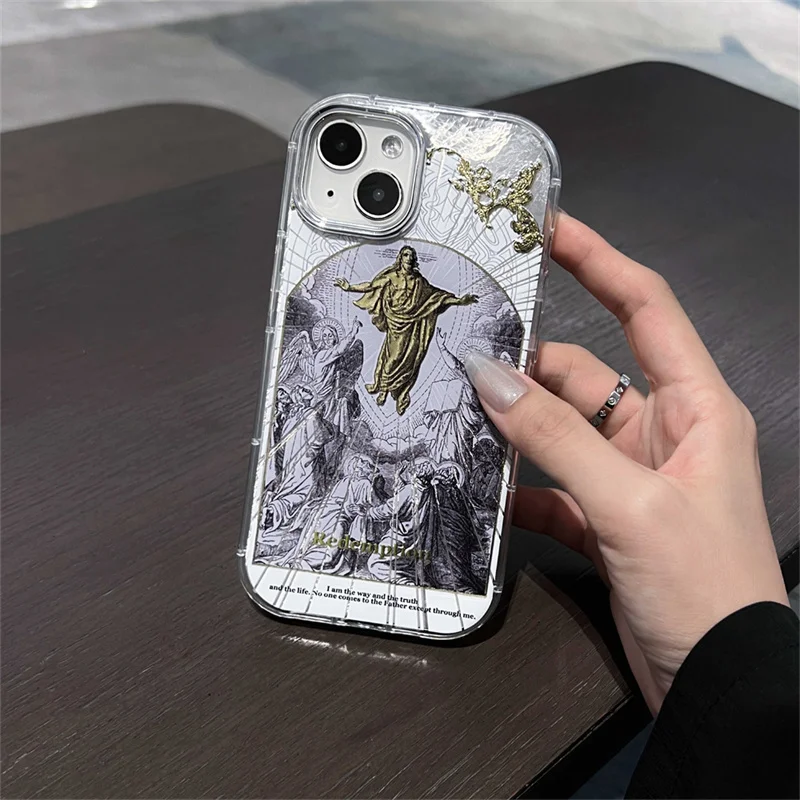 حافظة هاتف مقاومة للصدمات لهاتف آيفون ، حافظة واقية ، تصميم فريد ، موضة ، نحت ذهبي ، سيليكون ، غطاء لهاتف آيفون 15 برو ، 14 ، 13 برو ماكس ، 14 برو ماكس