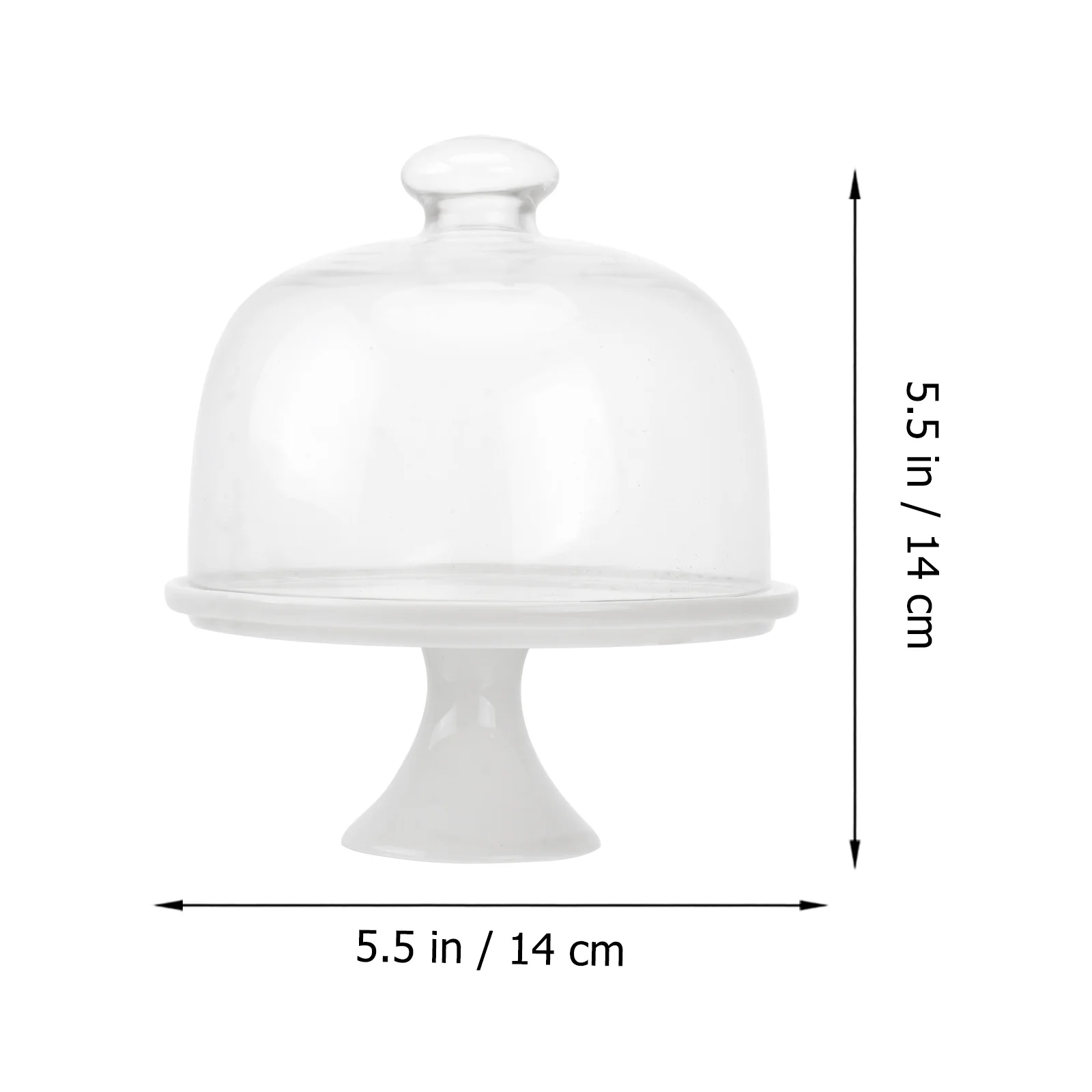 

Glass Set Elegant Ceramic Cake Plate with Clear Dome Round Footed Stand for Desserts Macarons Serving Display