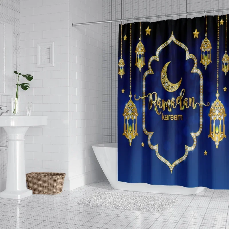 Rideau douche imperméable sur le thème du Ramadan, rideau séparation, accessoires décoration de salle de bain, 1PC