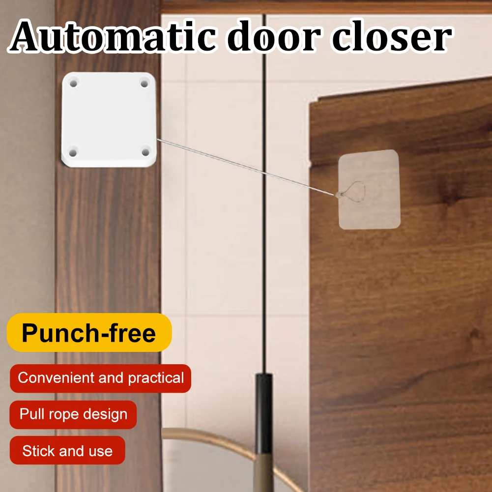 Door Closer Automatic Closing Sliding Latch 500/800/1000g Pull Punch-free for Sliding Mesh Closer Closed for Refrigerator