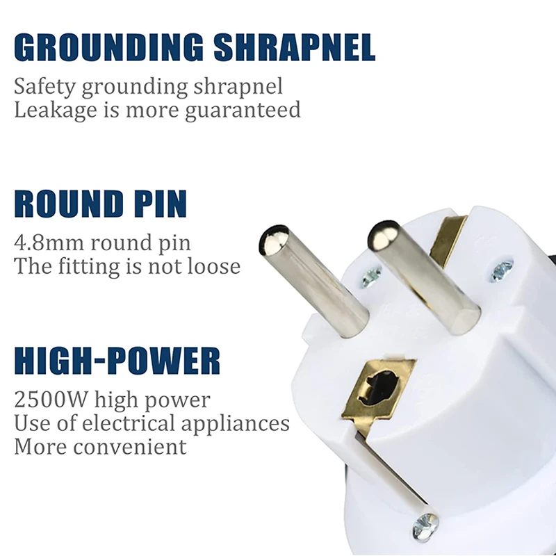 Adaptador de enchufe Universal para la UE, Convertidor de 2 clavijas redondas, enchufe de pared para AU UK CN US a EU AC 250V, adaptador de viaje de alta calidad, 16A