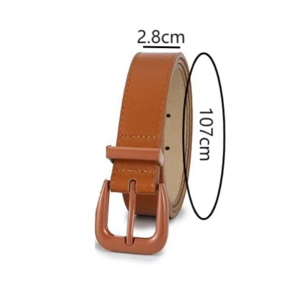 Solid Color Pin Buckle Belts Casual Alloy Buckle Leather Thin Belt Waist Belt Women