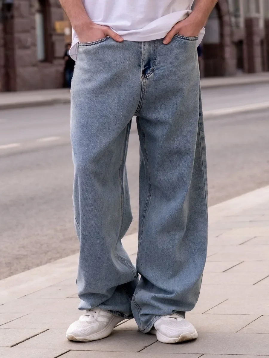 Jeans larghi da uomo streetwear a gamba larga Y2k moda casual pantaloni in denim larghi lavoro ufficio streetwear