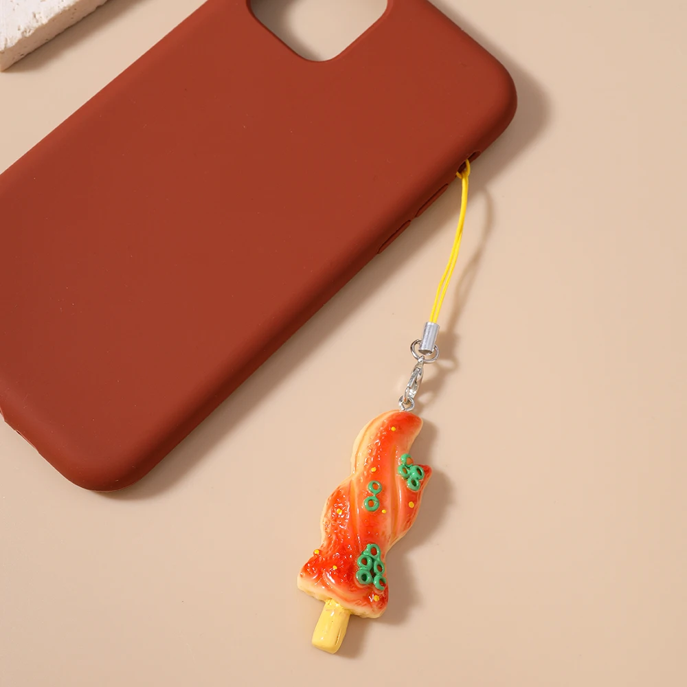 Aihua Simulation Foood Grill Telefon Kette Hängen Telefon Gurt Handgemachte DIY Schlüsselbund Anhänger Mobile Lanyard Schmuck Geschenke – Detail 2