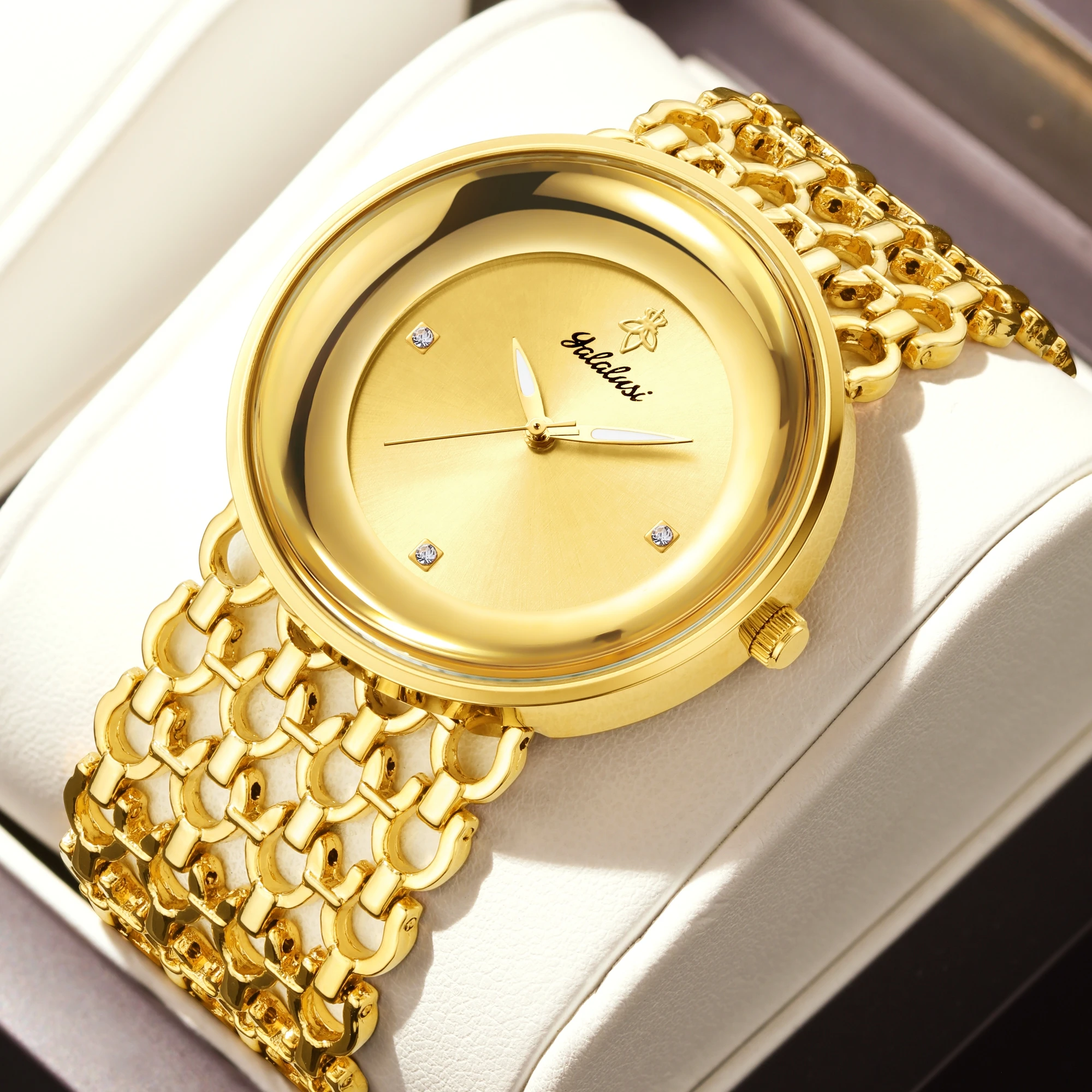 

YaLaLuSi Gold Retro Womens Quartz Watch Rhinestone Accents Hollow Strap With Premium Gift Box Ideal Gift For GF Wife Mother