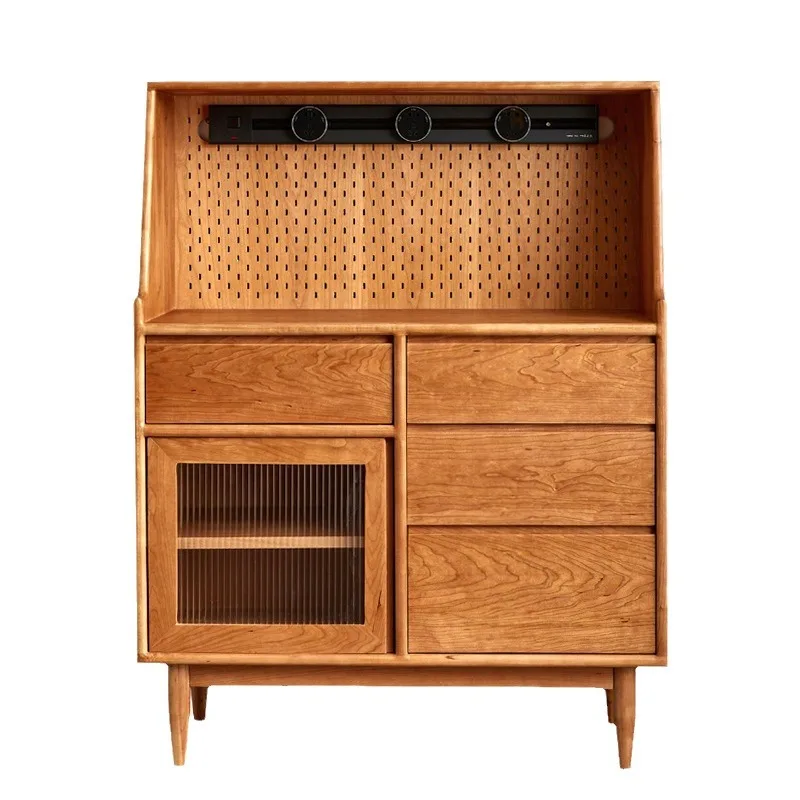 

Japanese style solid wood dining side cabinet, Nordic cherry wood tea cabinet