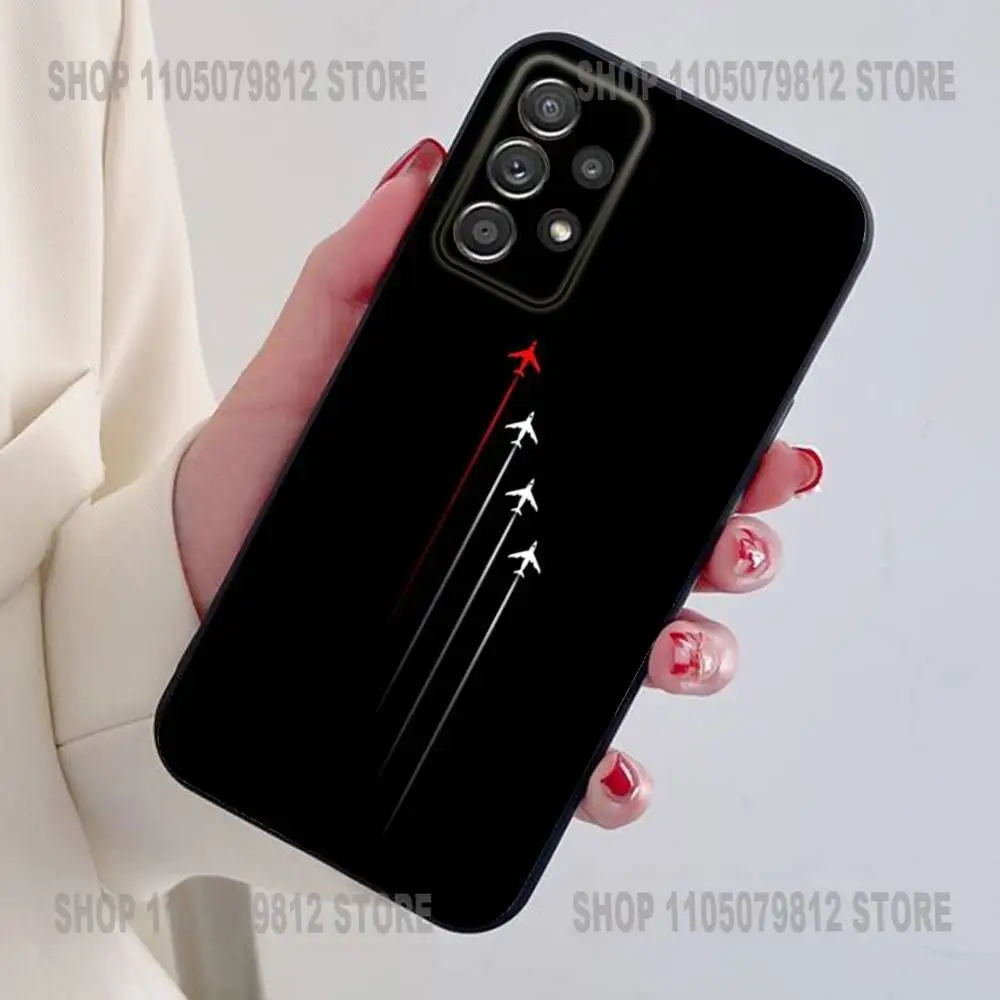 حافظة هاتف بنمط طائرة ممتازة لهاتف سامسونج S24,21,22,23,30, Ultra,20, Plus, Note,10,9, حافظة سيليكون ناعمة سوداء #6