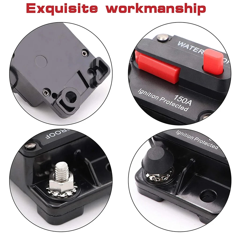 Circuit Breaker 20A to 300A Manual Reset for Car Audio System Waterproof Marine Circuit Breaker Reset Fuse 12V- 48V DC 40A 60A