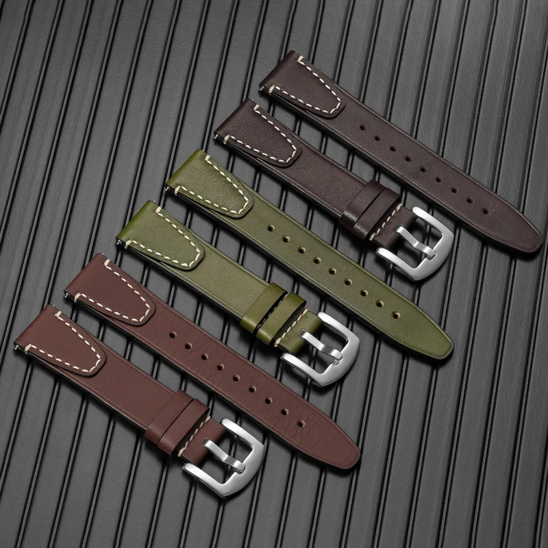 ADDIESDIVE Herren-Uhrenarmbänder aus Rindsleder, 20 mm, für analoge Uhrenarmbänder, Dunkelbraun, Grün, Schwarz, Hellbraun, Uhrenzubehör