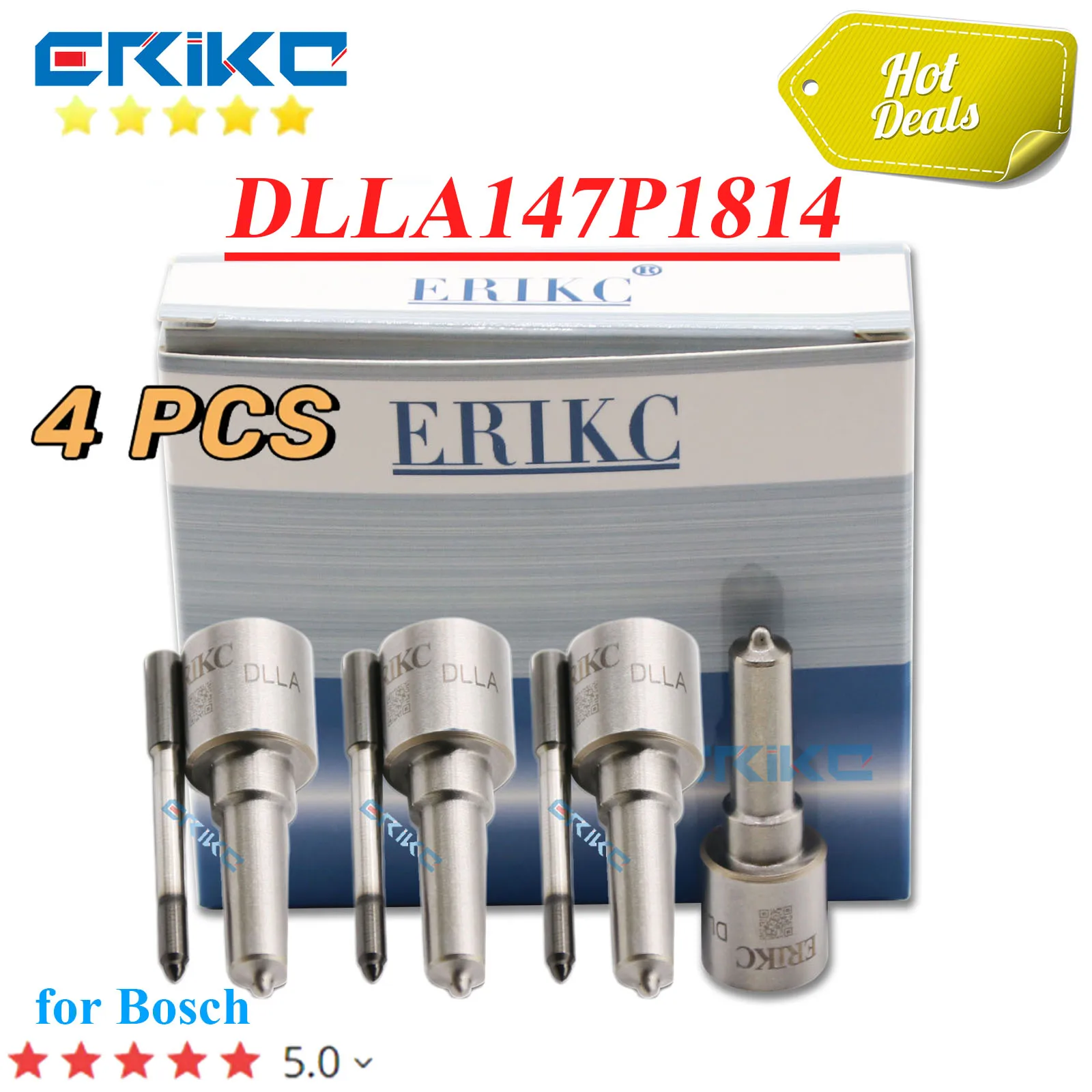 

ERIKC 4PC DLLA147P1814 Diesel Injector Nozzle DLLA 147P 1814 Common Rail Sprayer OEM 0433172107 for Bosch 0445120153