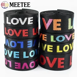 10 Metri Meetee 25/38mm Nylon Tessitura Jacquard AMORE Nastro Nastro per Borsa Cinghia Cintura Indumento Tessuti Cucito Bias Accessori