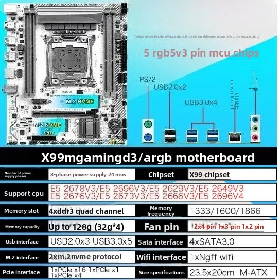 X99 Main Board CPU Set White ARGB Shenguang Synchronization 2011 Needle V3V4 Game Multi-Open