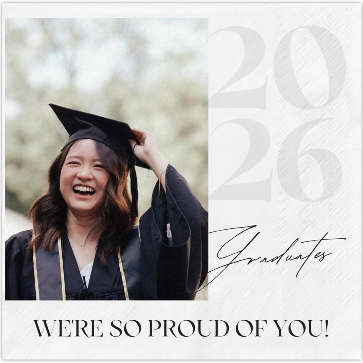 

50pcs Custom Napkins Class of 2026 Grad - Personalized Napkins for Graduation - Customized Napkin with Name&Photo - Congratulati