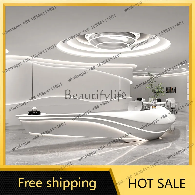 LJY Luxury Modern Reception Desks Welcome Display European Aesthetic Reception Desks Design Company Scrivania Commercial Furnitu