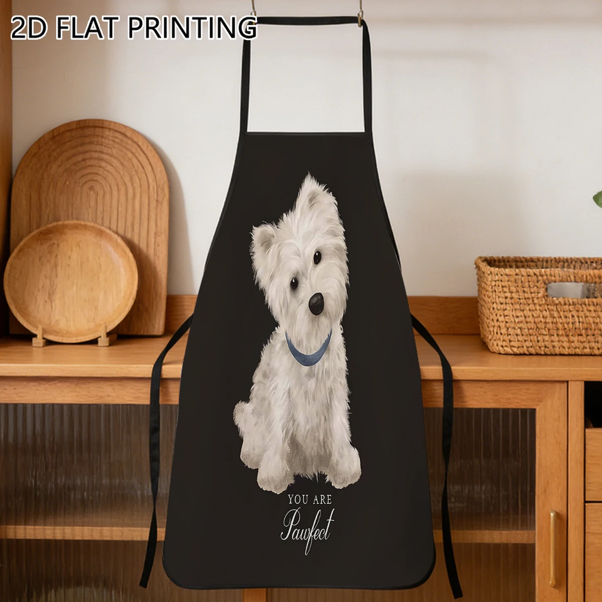 1pc Westie Dog Pawfect Quote Pattern Apron For Pet Lover Home Kitchen Use