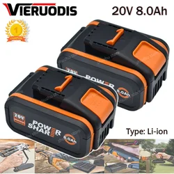 リチウムイオン交換用充電式バッテリー,20v,8000mah,worx w3551,wang3553,wx176,wx550,wx386,wx373,wx290,wx800,wu268に適しています