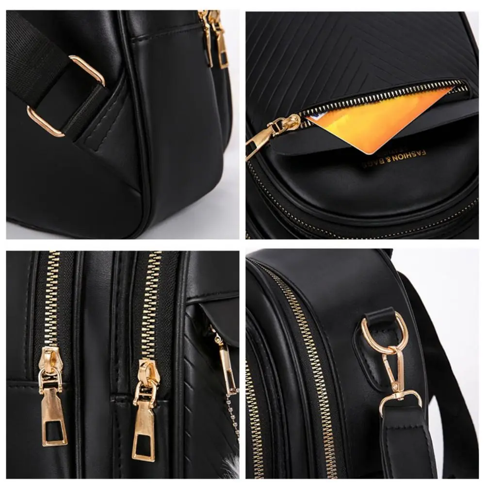 

PU Leather Small Square Backpack Large Capacity Simple PU Casual Schoolbags Light Luxury Ins Mini Bags Women