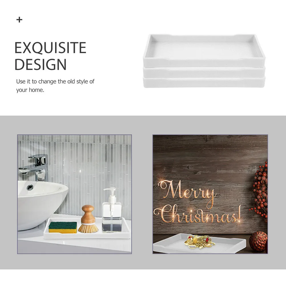 

3pcs Vanity Bathroom Storage Organizer Sink Countertop Drying Mat Household Decorative Tray Toiletries Perfume Soap