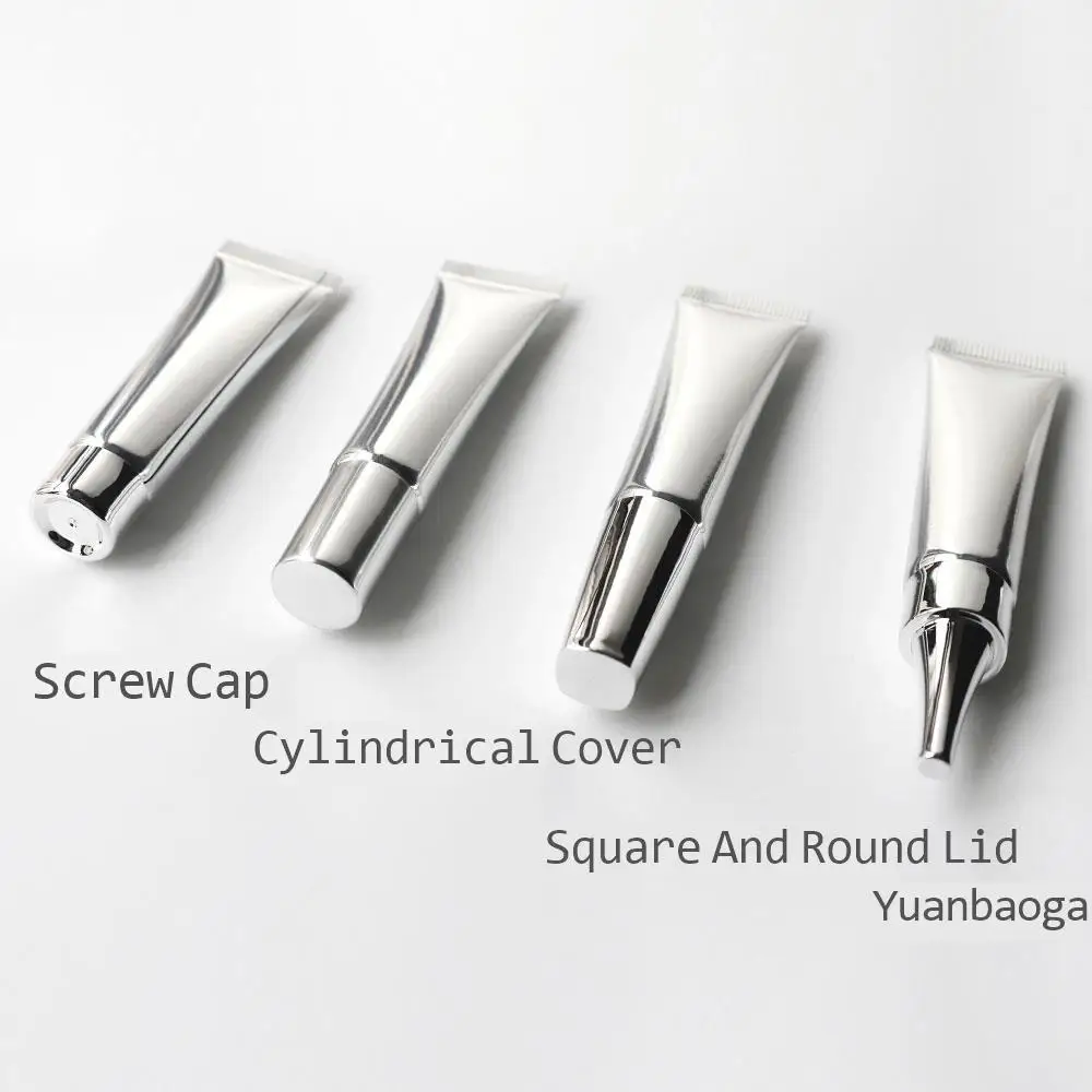 50PCS 10g silver aluminum-plastic composite tube cosmetic soft tube, 10ml eye cream essence sample plastic refillable empty