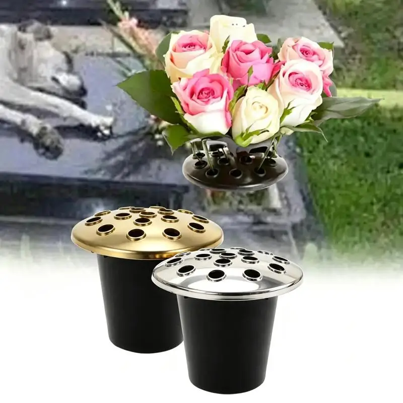 2pcs Graveyard Flower Pot, Memorial Grave Vase, Graveyard Decoration, Short-Legged Pot, Indoor/Outdoor Planter
