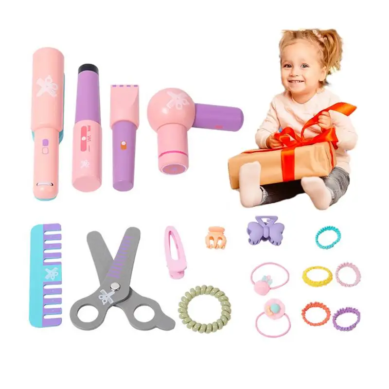 Girls Beauty Salon Set Hair Styling Play Toys For Little Girls kids Pretend Play Kid Make Up Hairdressing Simulation Wooden Toy