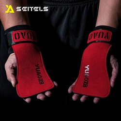 Thickened Gym Grips 4mm Cowhide Palm Guards Weightlifting Fitness Workout Gloves Grips with Wrist Wraps Training Equipment