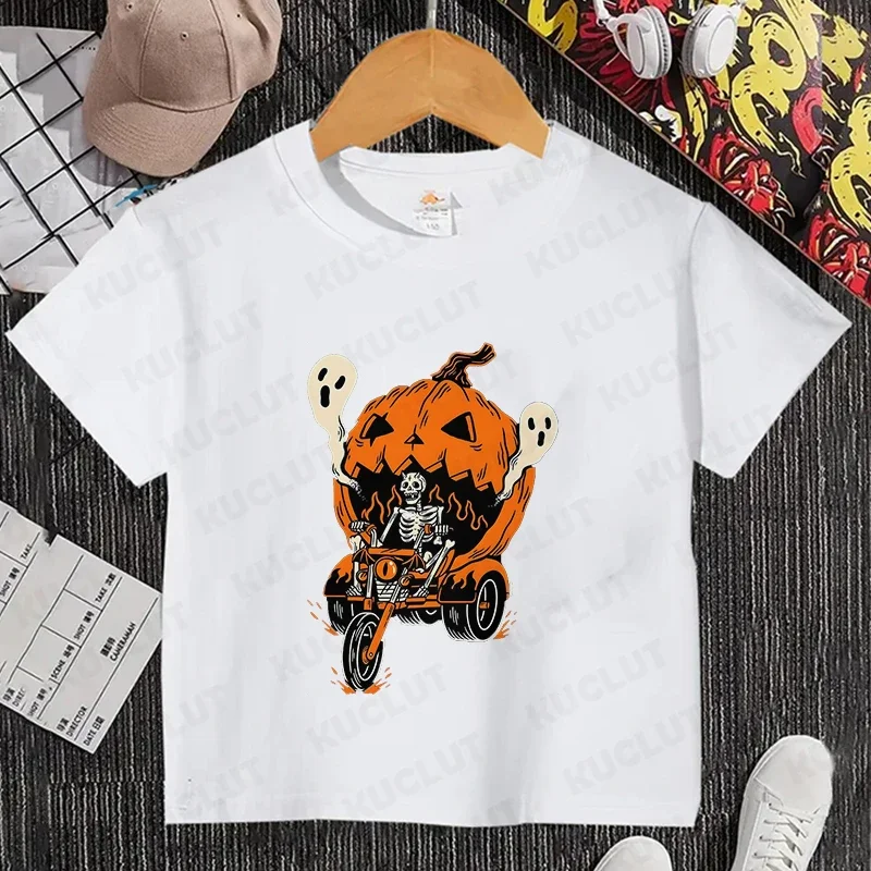 Funny Halloween Party Kids T-Shirt Girls Boys Clothing Spooky Skeleton Pumpkin Graphic Tees Tops Female Harajuku Child Clothes