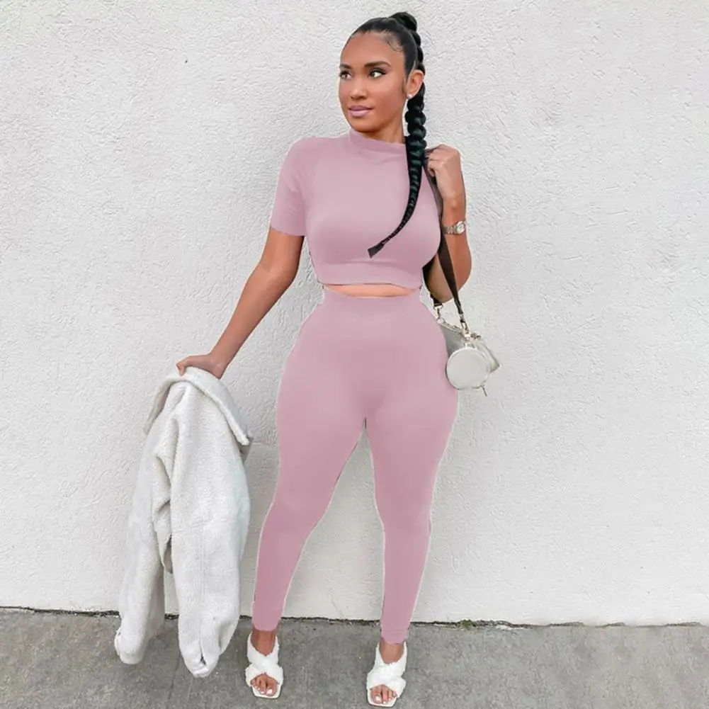 Tracksuit Women Casual Two-Piece Suit Solid Color Short Sleeve Slim Sports Suit 2 Piece Sets Women Outfit ensemble jogging femme