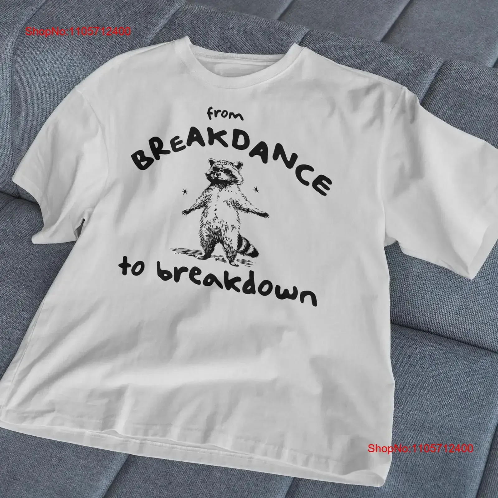 Breakdance Raccoon T Shirt Funny Retro 90s Vintage Top Cute Streetwear Animal Style vintage Washed streetwear Versatile
