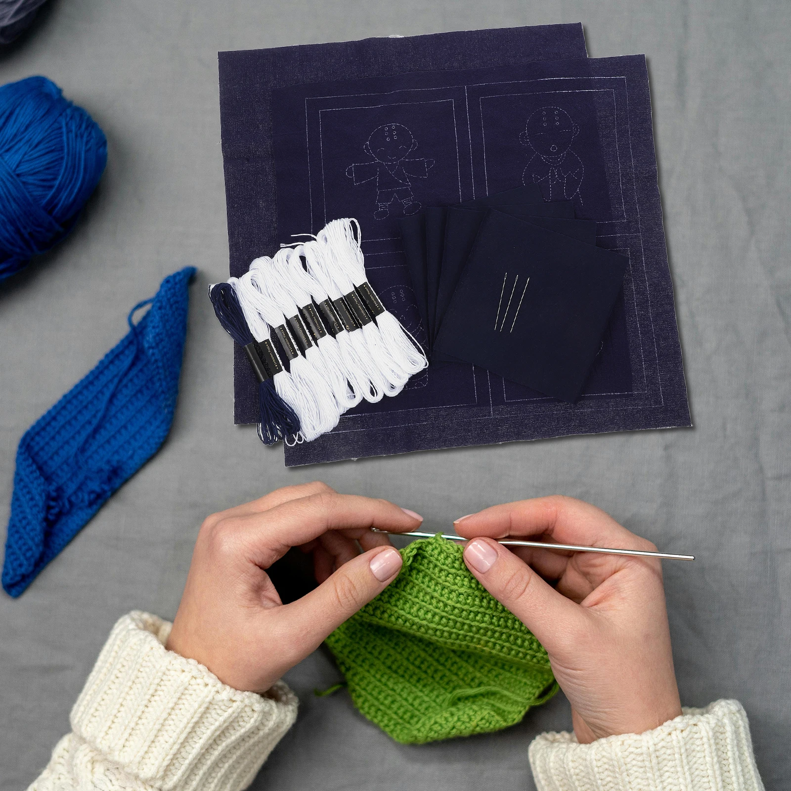 Pacote de material bordado diy kit de porta-copos starter sashiko conjunto de porta-copos de chá monge bordado iniciante amigável vários padrões