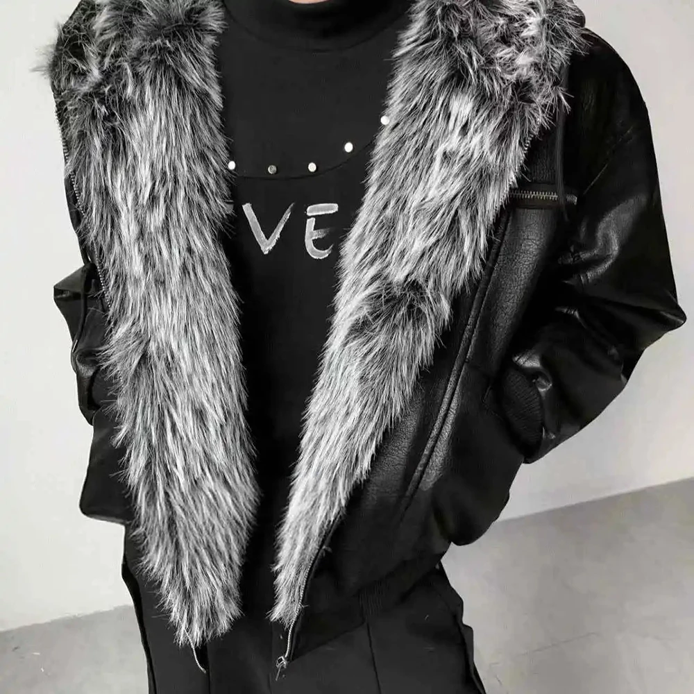 2025 Winter New Men's Long-Sleeved Patchwork Jacket American Retro Fashion Trendy High Street Loose Casual Niche Men's Top