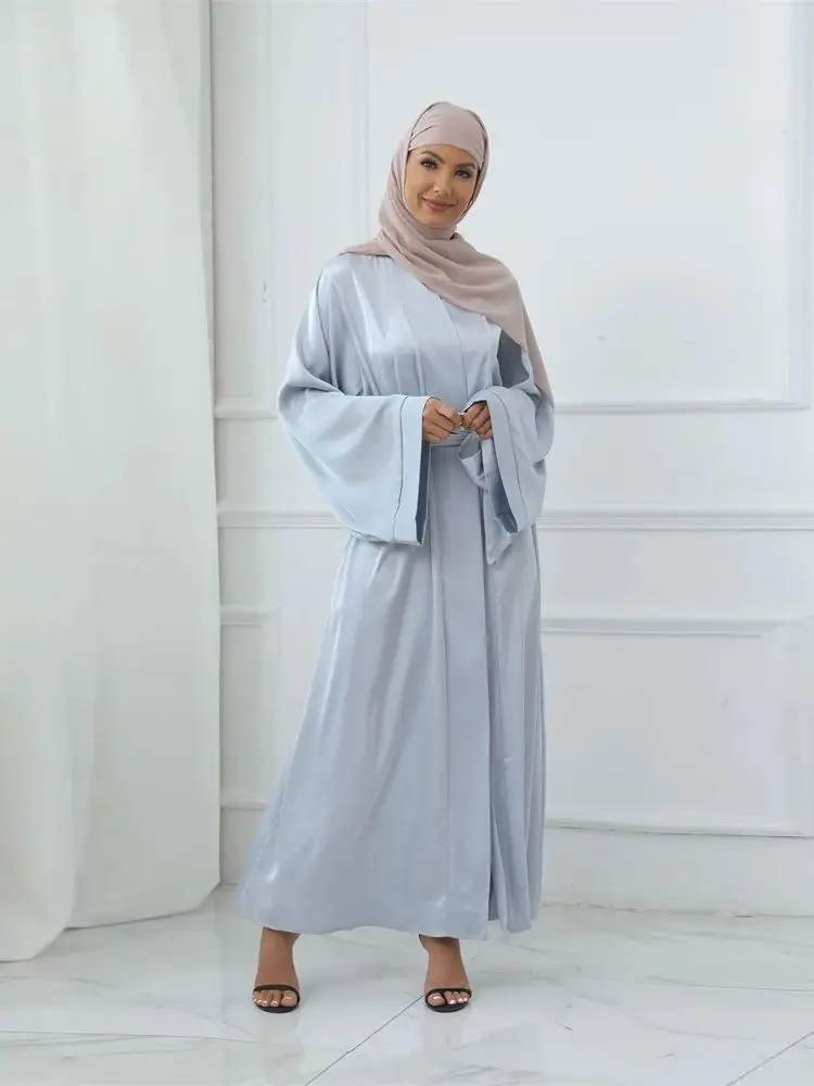 

Ramadan Solid Prayer Clothes Dubai Modest Abaya Kimono Open Kebaya Turkey Islam Muslim Dress Women Kaftans Robe Femme Musulmane