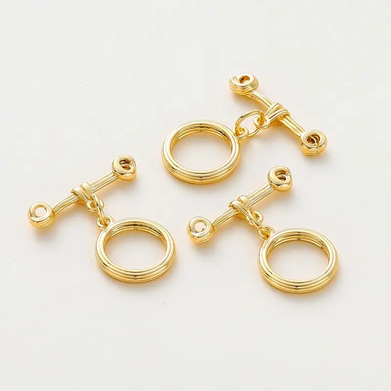 

4pcs/lot 14K 18K Gold Color Plated Balance Round OT Buckle Clasps Bracelet End O Toggle Connection ClaspsFor DIY Jewelry Finding