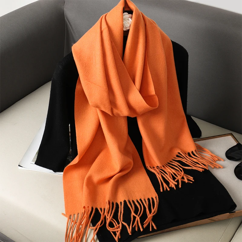 Fashion Solid Color 2024 Women Scarf Winter Hijabs Tessale Tassels Long Lady Shawls Cashmere Like Pashmina Hijabs Scarves Wraps