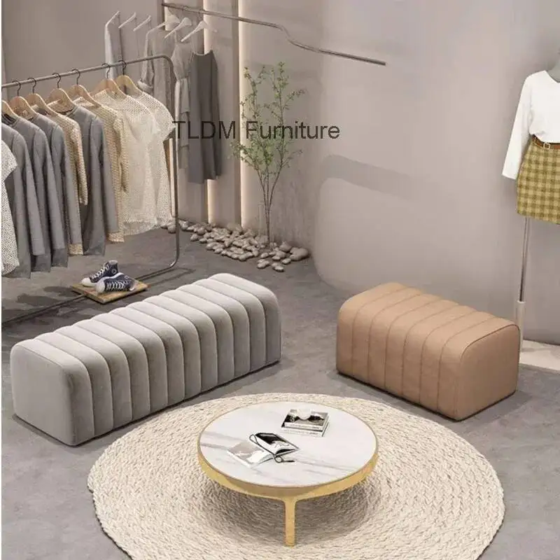 Velvet Sofa Entrance Soft Design Low Chair Bedroom Stool Bed End Hotel Sofa Bench Rests Feet Ottoman Furniture Modern Shoe Bench